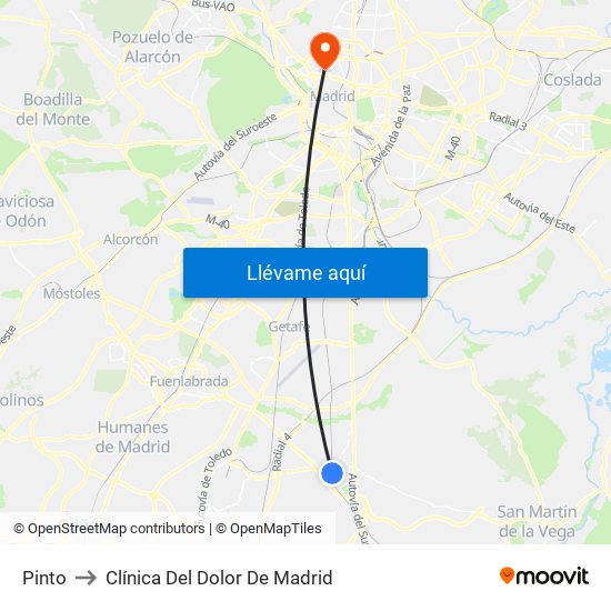 Pinto to Clínica Del Dolor De Madrid map
