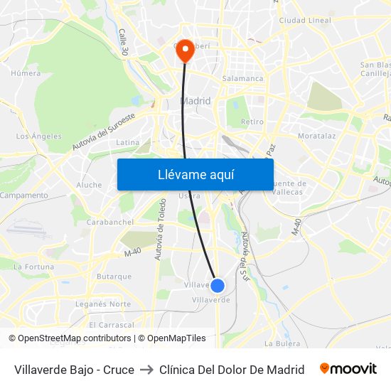 Villaverde Bajo - Cruce to Clínica Del Dolor De Madrid map