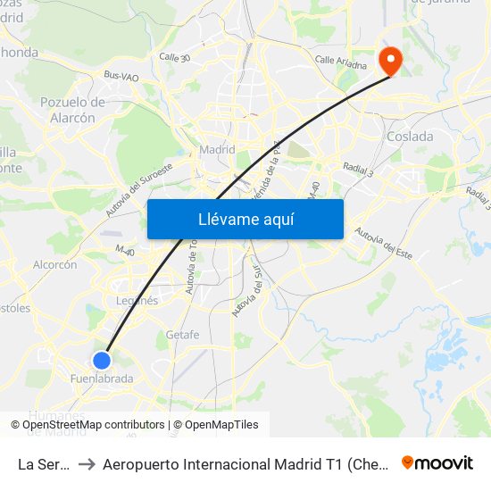 La Serna to Aeropuerto Internacional Madrid T1 (Check In) map