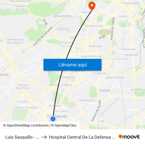 Luis Sauquillo - Grecia to Hospital Central De La Defensa Gomez Ulla map