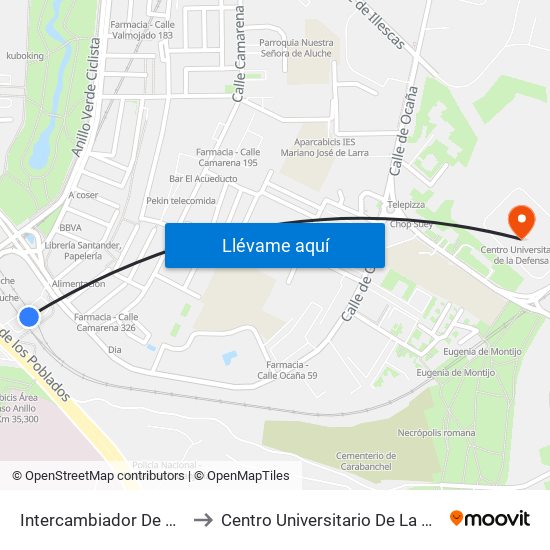 Intercambiador De Aluche to Centro Universitario De La Defensa map