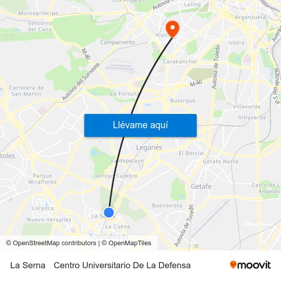 La Serna to Centro Universitario De La Defensa map