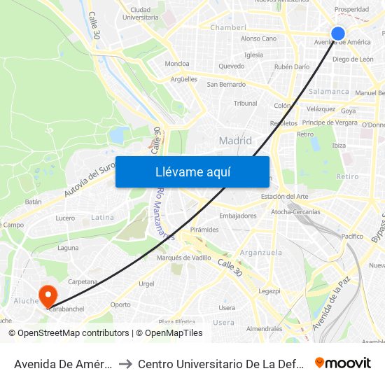 Avenida De América to Centro Universitario De La Defensa map