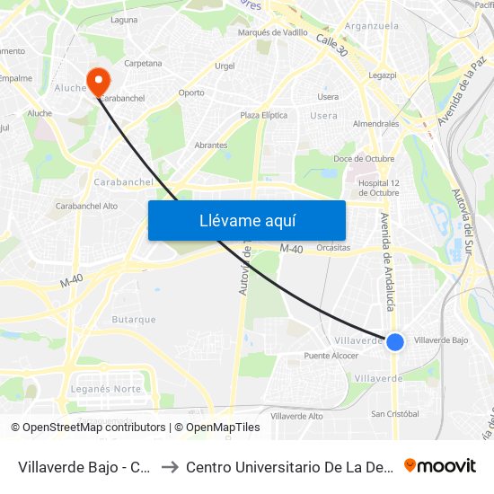 Villaverde Bajo - Cruce to Centro Universitario De La Defensa map