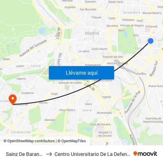 Sainz De Baranda to Centro Universitario De La Defensa map