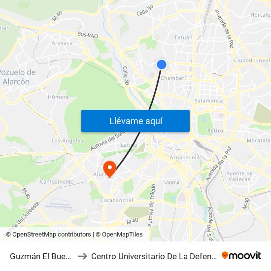 Guzmán El Bueno to Centro Universitario De La Defensa map