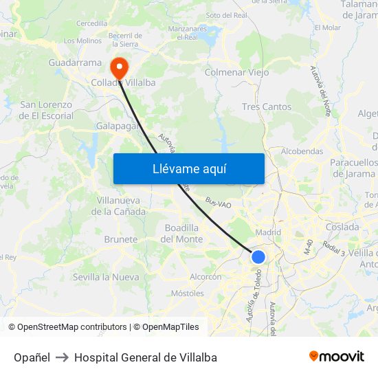 Opañel to Hospital General de Villalba map