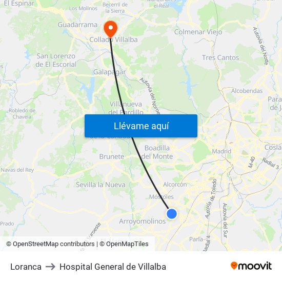 Loranca to Hospital General de Villalba map