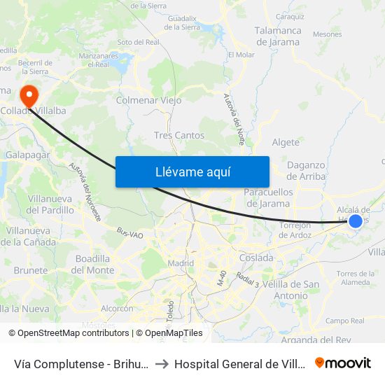 Vía Complutense - Brihuega to Hospital General de Villalba map