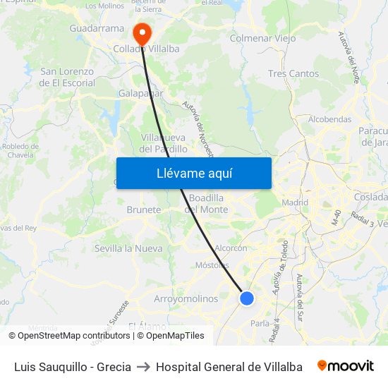 Luis Sauquillo - Grecia to Hospital General de Villalba map