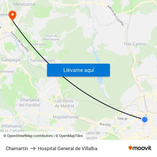 Chamartín to Hospital General de Villalba map