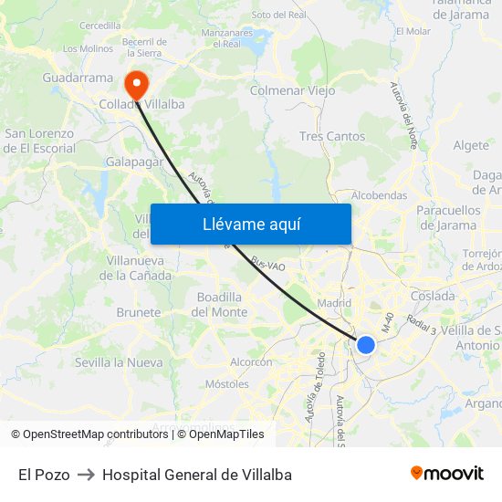 El Pozo to Hospital General de Villalba map