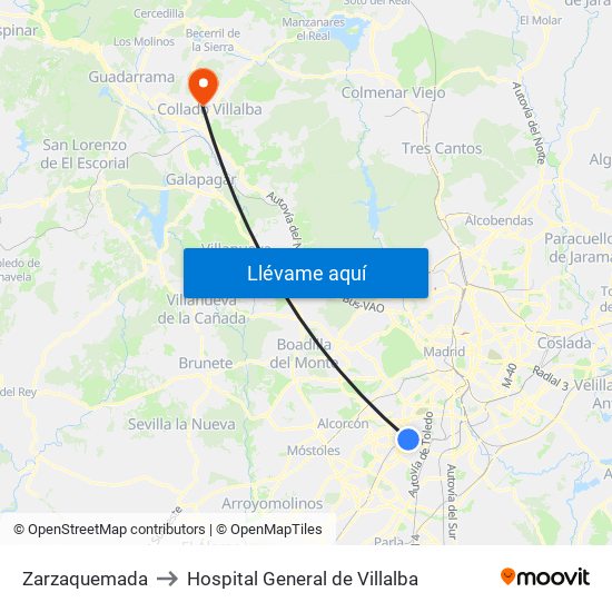 Zarzaquemada to Hospital General de Villalba map