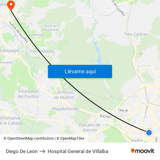 Diego De León to Hospital General de Villalba map