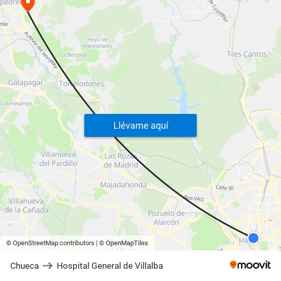 Chueca to Hospital General de Villalba map