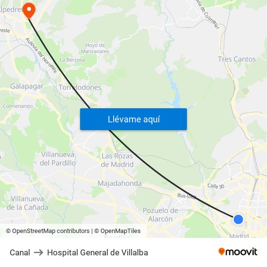 Canal to Hospital General de Villalba map