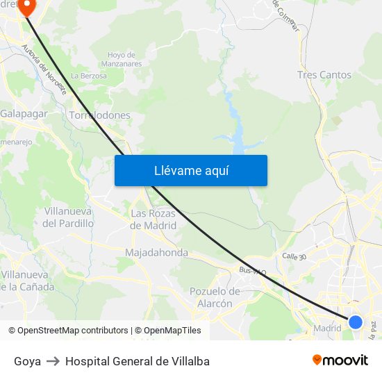 Goya to Hospital General de Villalba map