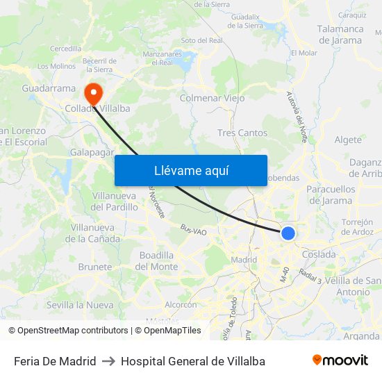 Feria De Madrid to Hospital General de Villalba map