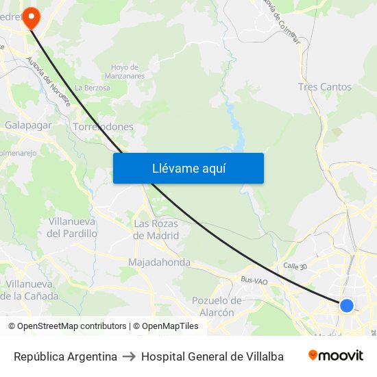 República Argentina to Hospital General de Villalba map