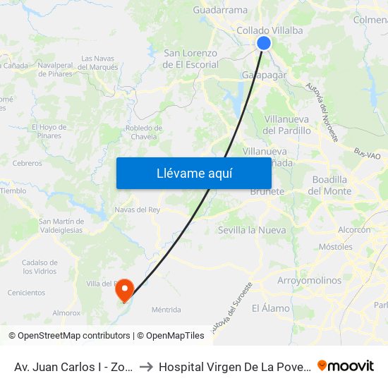 Av. Juan Carlos I - Zoco to Hospital Virgen De La Poveda map