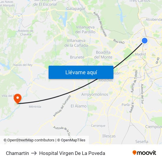 Chamartín to Hospital Virgen De La Poveda map