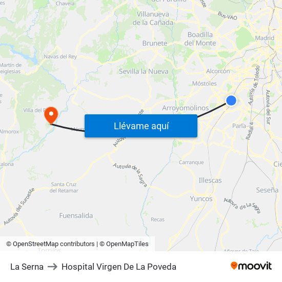 La Serna to Hospital Virgen De La Poveda map