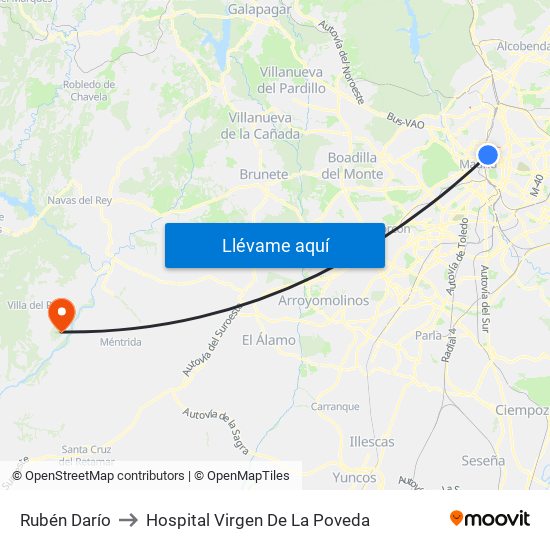 Rubén Darío to Hospital Virgen De La Poveda map