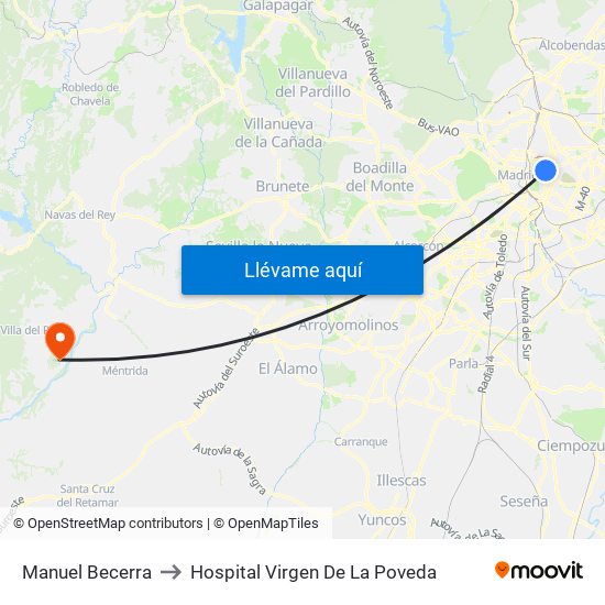 Manuel Becerra to Hospital Virgen De La Poveda map