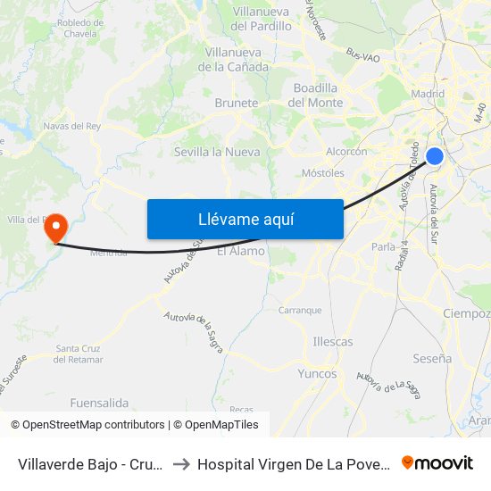 Villaverde Bajo - Cruce to Hospital Virgen De La Poveda map