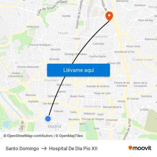 Santo Domingo to Hospital De Día Pio XII map