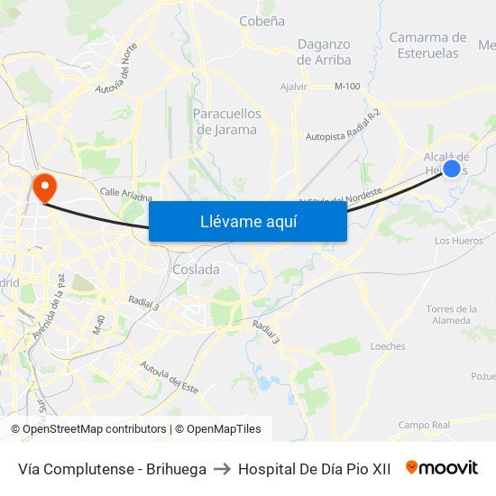 Vía Complutense - Brihuega to Hospital De Día Pio XII map