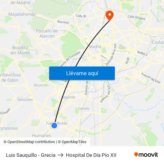 Luis Sauquillo - Grecia to Hospital De Día Pio XII map