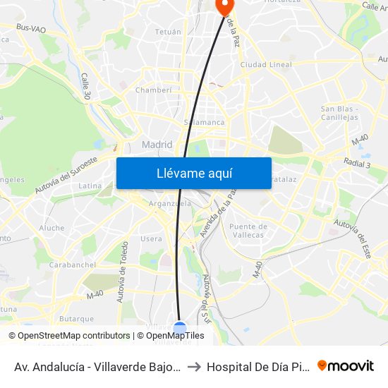 Av. Andalucía - Villaverde Bajo Cruce to Hospital De Día Pio XII map