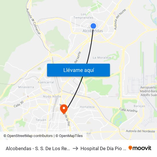 Alcobendas - S. S. De Los Reyes to Hospital De Día Pio XII map