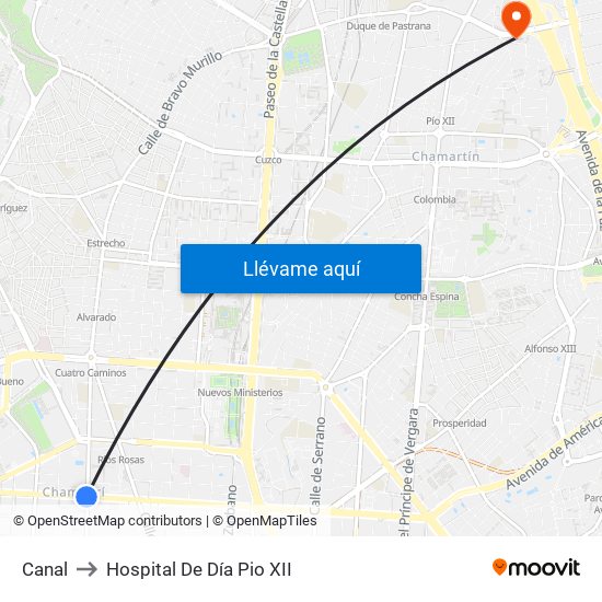 Canal to Hospital De Día Pio XII map