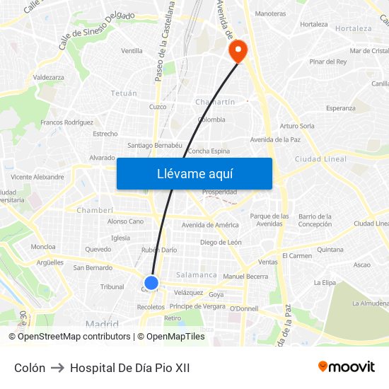 Colón to Hospital De Día Pio XII map