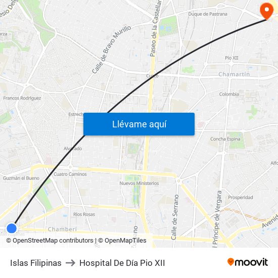 Islas Filipinas to Hospital De Día Pio XII map