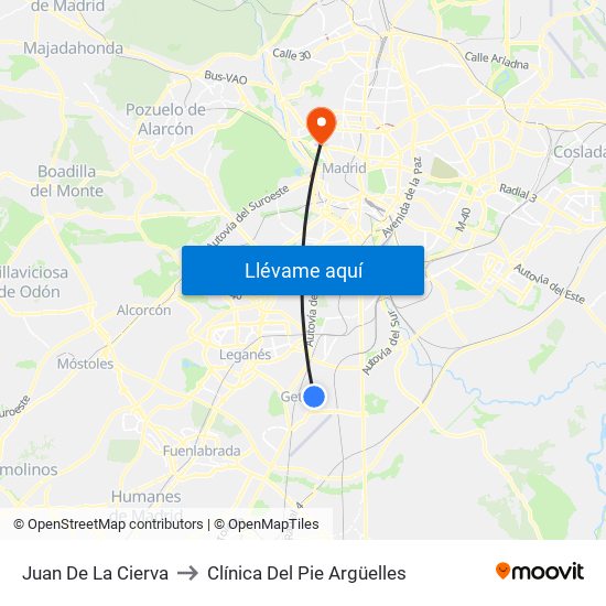 Juan De La Cierva to Clínica Del Pie Argüelles map