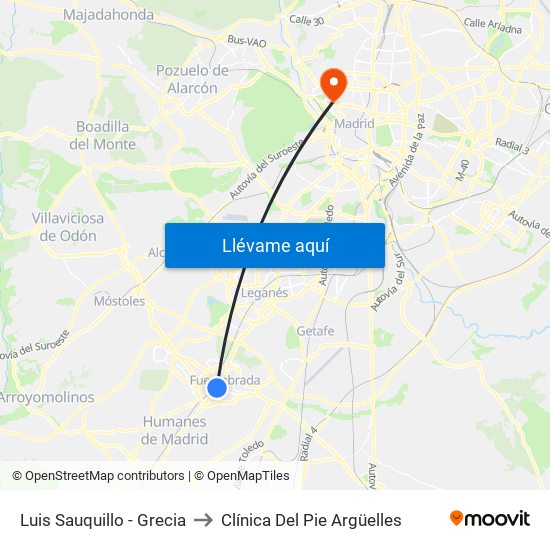 Luis Sauquillo - Grecia to Clínica Del Pie Argüelles map