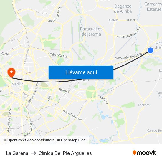 La Garena to Clínica Del Pie Argüelles map