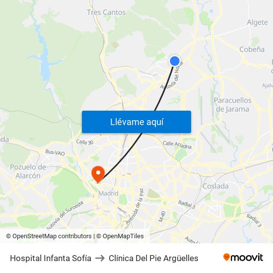 Hospital Infanta Sofía to Clínica Del Pie Argüelles map