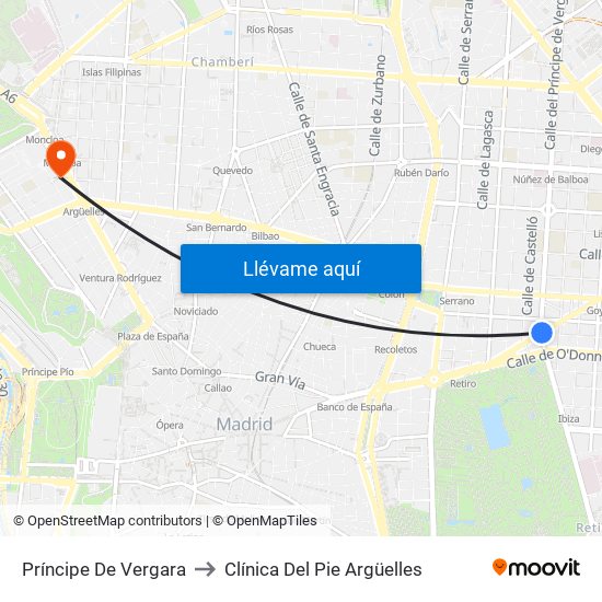 Príncipe De Vergara to Clínica Del Pie Argüelles map