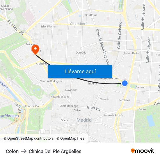 Colón to Clínica Del Pie Argüelles map