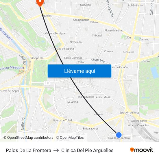 Palos De La Frontera to Clínica Del Pie Argüelles map