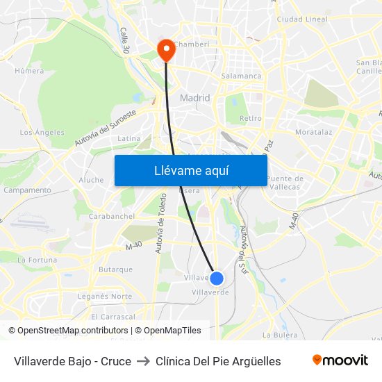 Villaverde Bajo - Cruce to Clínica Del Pie Argüelles map