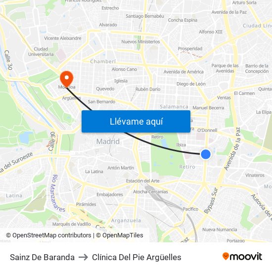 Sainz De Baranda to Clínica Del Pie Argüelles map