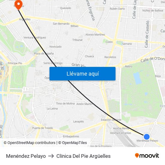 Menéndez Pelayo to Clínica Del Pie Argüelles map