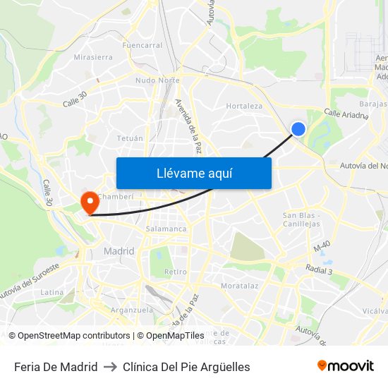 Feria De Madrid to Clínica Del Pie Argüelles map