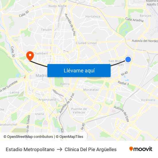 Estadio Metropolitano to Clínica Del Pie Argüelles map