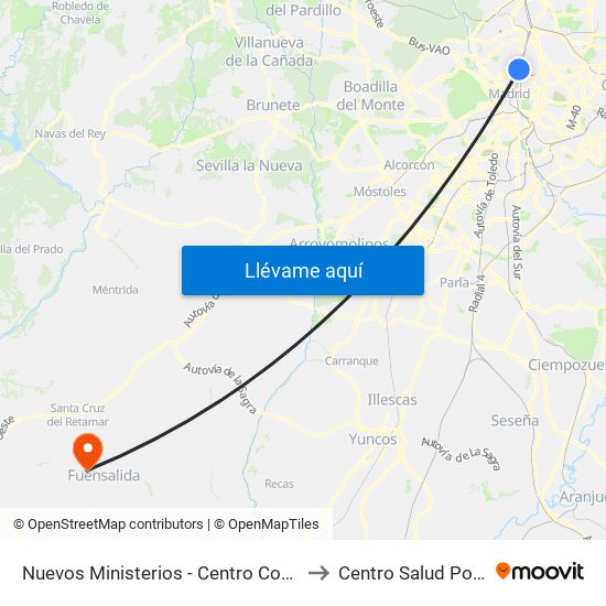 Nuevos Ministerios - Centro Comercial to Centro Salud Portillo map